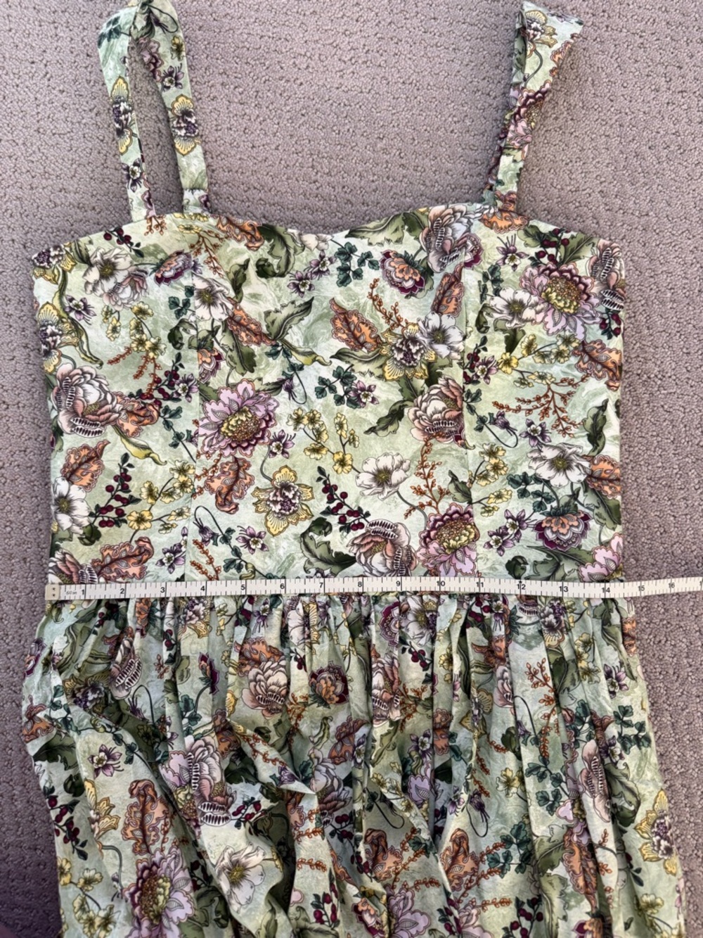 💗Aqua Blu Floral Silk Blend Lotus Drop Waist Maxi Dress Sundress Small - Picture 14 of 14
